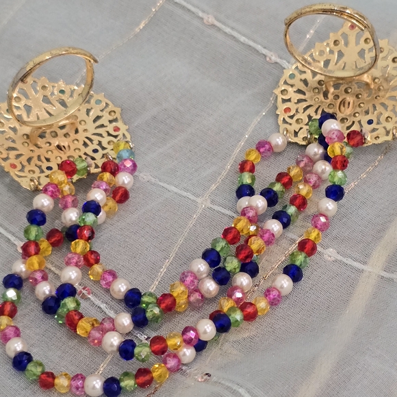 Multicolor Beaded Double Rings - Picture 3 of 4